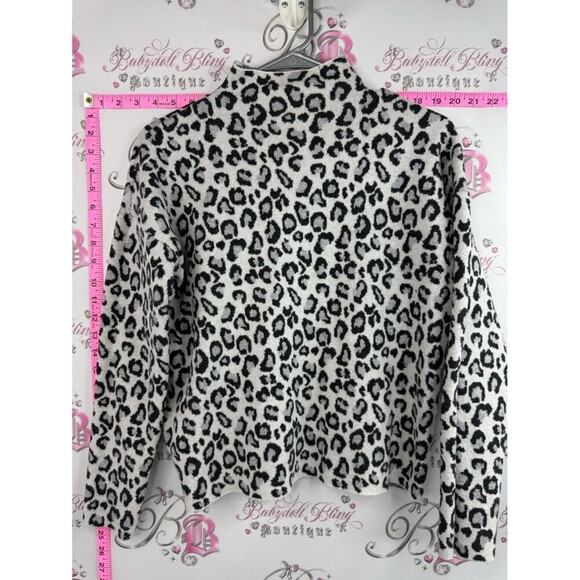 Cynthia Rowley Sweaters - Cynthia Rowley sweater sparkly Black and White Leopard Print Turtleneck Sweater